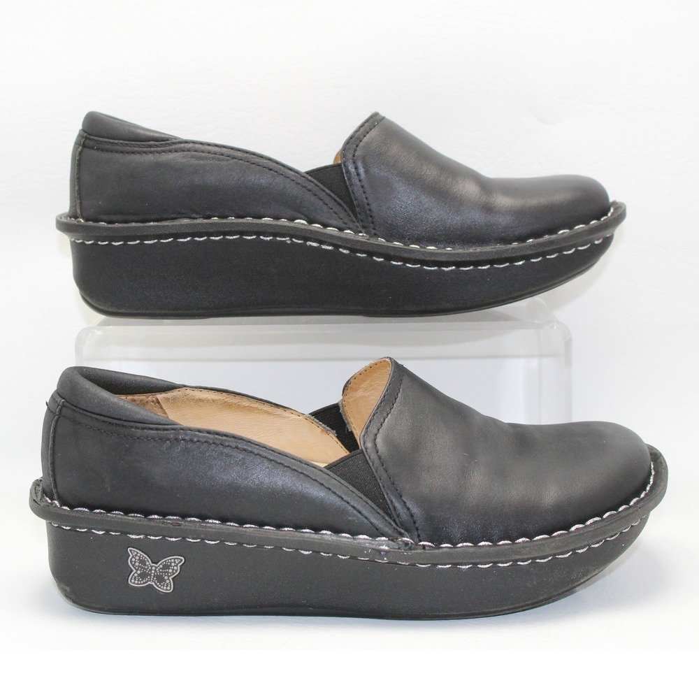 Alegria Debra Black Leather‎ Slip On Clogs Professional Nursing Shoes DEB-688 37